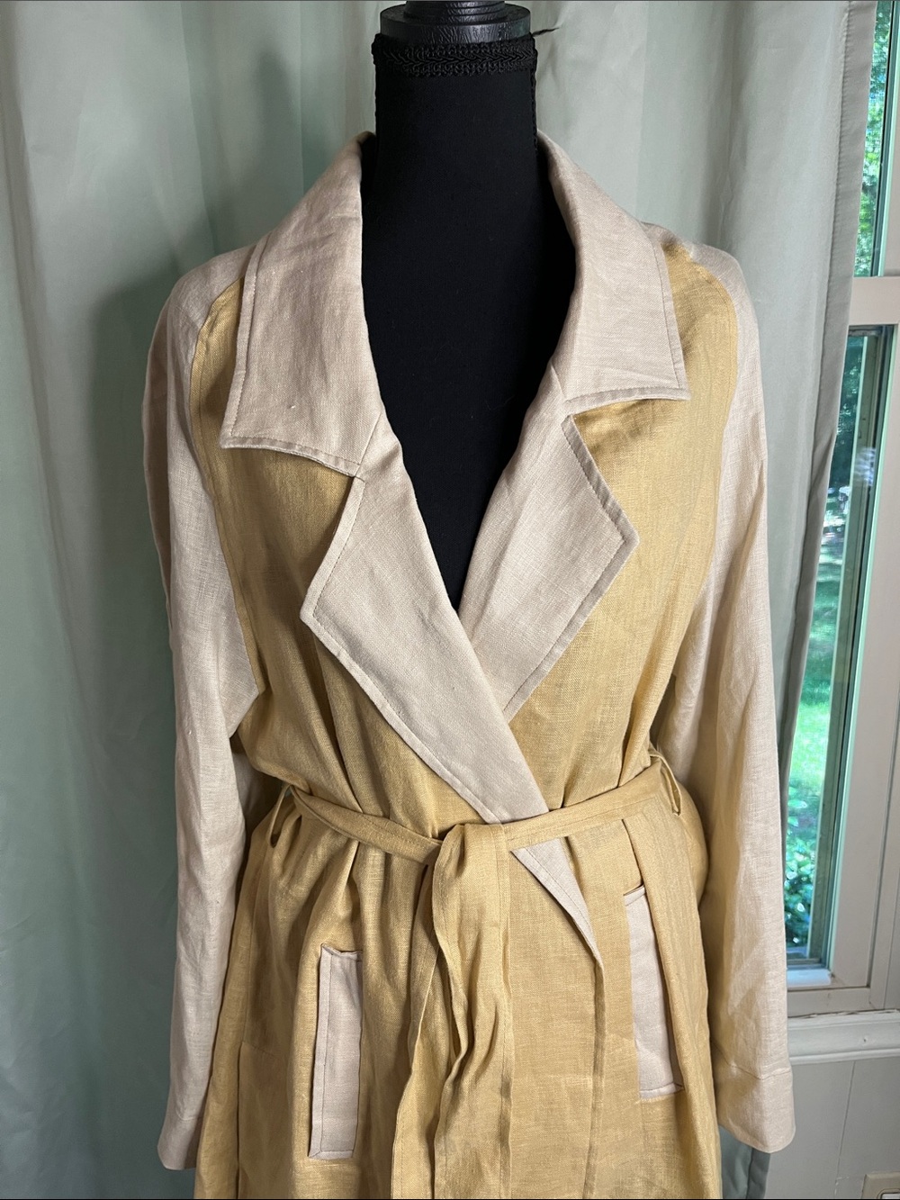 Don Baez by Montelan 100% Linen Jacket with Belt Large